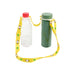 2 in 1 Water Bottle Lanyard - A drink bottle lanyard in yellow features a playful design, holding a clear bottle with a red cap and a green bottle.