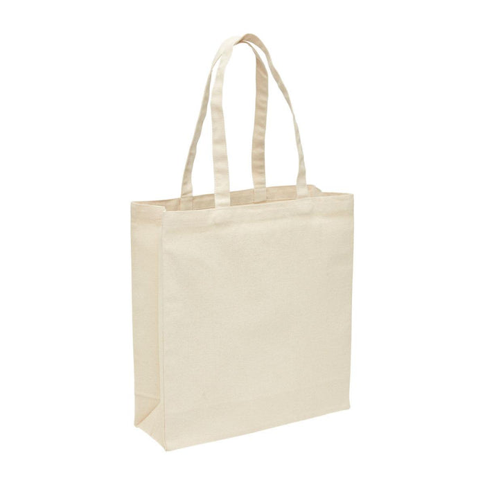 Heavy Duty Canvas Tote with Gusset - A heavy duty canvas tote bag in natural beige with a gusset for extra space and sturdy handles.