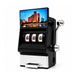 777 Slot Machine Fridge Magnet with Sharpener - A black fridge magnet shaped like a slot machine, featuring three wheels and a lever, with a vibrant image on the screen.
