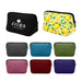 Neoprene Cosmetic Bag - A neoprene cosmetic bag in various colours, including black, grey, teal, green, pink, red, and purple, featuring a lemon-patterned design.