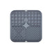 3-Section Dog Enrichment Lick Mat - A grey, 3-section dog enrichment lick mat with various textured patterns for stimulation and engagement.
