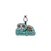 Custom Felt Hanging Tag - A custom felt hanging tag featuring a playful dog graphic, predominantly in turquoise, brown, and black.