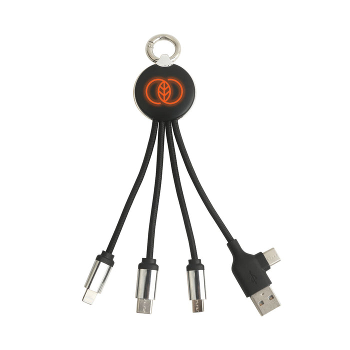 Round Shaped Light Up Multi Charging Cable - Custom Promotional Product
