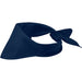 Heracles Bandana - A navy blue bandana made of fabric, featuring a triangular shape and a tied knot. It has a branding logo.