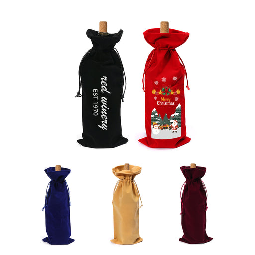 Drawstring Velvet Wine Bottle Bag - Custom Promotional Product