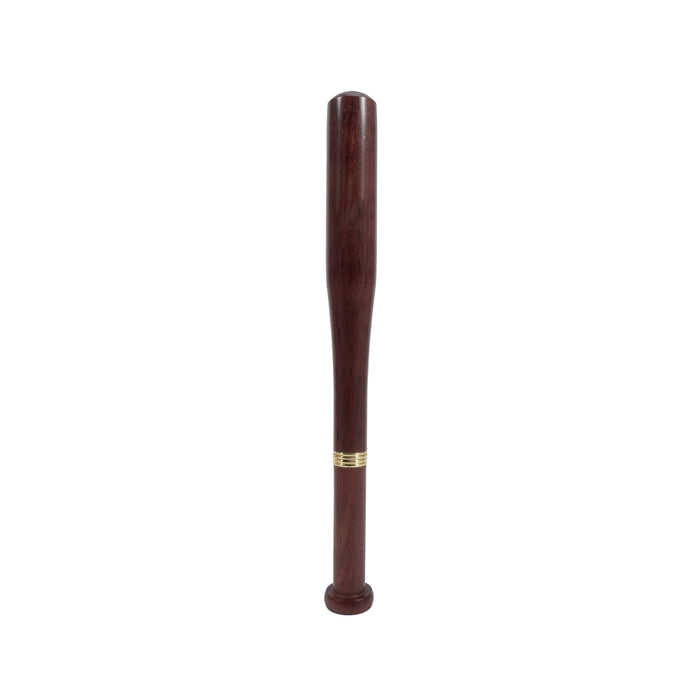 Commercial Baseball Bat Shape Pen - A brown baseball bat shaped pen with a gold band detail. The pen has a sleek, wooden design and includes a branding logo.
