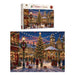 Custom Gift Box Jigsaw Puzzle - A colourful jigsaw puzzle featuring a festive winter scene with a decorated Christmas tree and snow-covered streets.