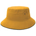 Sandwich Brim Bucket Hat - A mustard yellow bucket hat with a wide brim and a black underside, featuring a logo.
