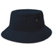 Sandwich Brim Bucket Hat - A navy blue bucket hat featuring a wide brim and a small branding logo.