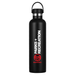 The Tank 2.0 Stainless Steel 1L Drink Bottle - A drink bottle made of stainless steel, featuring a black body and a logo, with a capacity of 1 litre.
