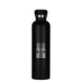 The Tank 2.0 Stainless Steel 1L Drink Bottle - A drink bottle in matte black stainless steel with a silver logo featuring an open book and a column.