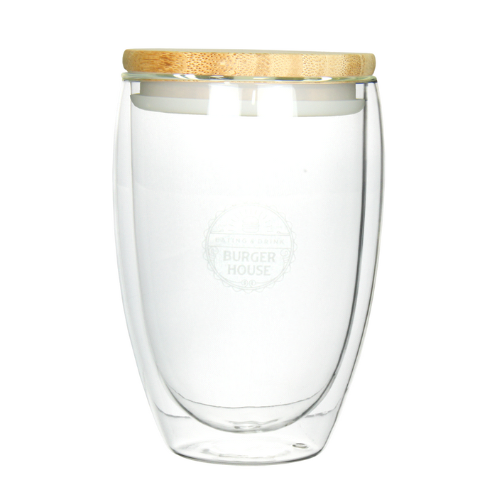 Easton Glass Cup w/ Bamboo Lid 355ml - Custom Promotional Product