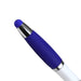 Nash Ballpoint Pen w/ Yellow Wax Highlighter - A ballpoint pen with a blue rubber grip and a silver clip, featuring a white barrel and a branding logo.