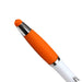Nash Ballpoint Pen w/ Yellow Wax Highlighter - A ballpoint pen with a white barrel and an orange rubber grip. The top features a shiny silver accent.