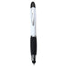 Nash Ballpoint Pen w/ Yellow Wax Highlighter - A ballpoint pen with a white barrel, black grip, and chrome accents. It features a branding logo.