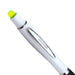 Nash Ballpoint Pen w/ Yellow Wax Highlighter - A ballpoint pen and yellow wax highlighter combination with a white body and chrome accents. Features a logo.