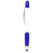 Nash Ballpoint Pen w/ Yellow Wax Highlighter - A blue and white ballpoint pen with a blue grip and a branding logo.