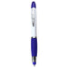Nash Ballpoint Pen w/ Yellow Wax Highlighter - A ballpoint pen with a blue tip and grip, featuring a white barrel and a silver clip, includes branding.