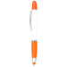 Nash Ballpoint Pen w/ Yellow Wax Highlighter - A ballpoint pen with a white body and orange accents, featuring a silver clip and a highlighter tip.