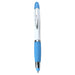 Nash Ballpoint Pen w/ Yellow Wax Highlighter - A blue ballpoint pen with a white body and blue grip, featuring a silver clip and a logo.