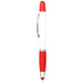 Nash Ballpoint Pen w/ Yellow Wax Highlighter - A ballpoint pen with a white barrel and red accents, featuring a clip and a smooth writing tip.