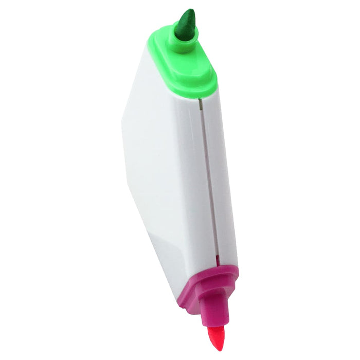 Triangular Highlighter - A triangular highlighter in green, pink, and orange, with a white body and a branding logo.