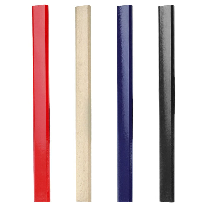Capenters Pencil - A set of four pencils in red, beige, navy blue, and black, with a glossy finish. Each pencil has branding.