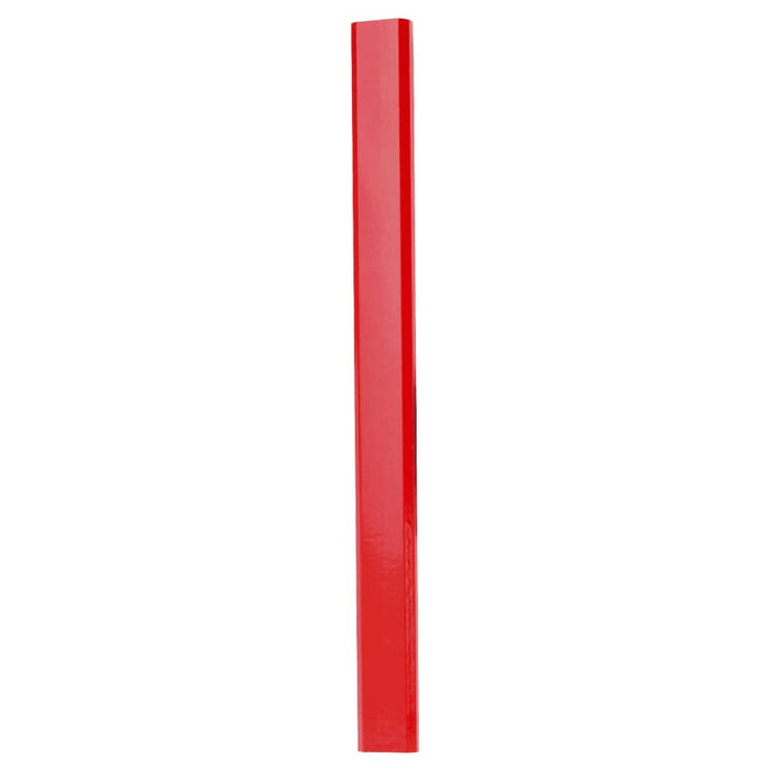 Capenters Pencil - A red carpenter's pencil with a rectangular shape and smooth surface, featuring a logo on one side.