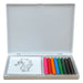 Colouring Set - A colouring set in a white box containing colourful pencils and a sketch of a seahorse.