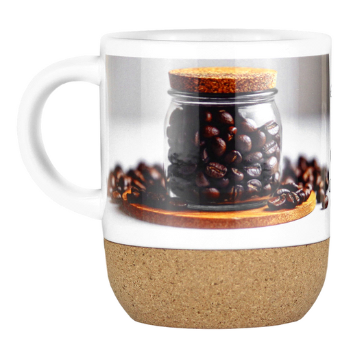 Billie 300ml Sublimation Ceramic Mug w/ Cork Details - Custom Promotional Product