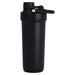 Forge Double Wall Shaker 750ml - A drink bottle in matte black with a secure lid and a built-in shaker mechanism, featuring a logo.