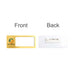 Reusable Metal Name Badge - A gold reusable metal name badge with a clear front and a white back featuring a logo.
