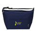 Caribou Drift Recycled 9 Can Lunch Cooler - A navy blue cooler bag with a zipper, featuring a front pocket and a logo. Made from recycled materials.