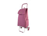 Sachi 'Swift' Shopping Trolley - A pink shopping trolley with a large fabric compartment and a handle on top, featuring a white wheeled base.