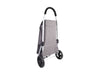 Sachi 'Urban' Aluminium Shopping Trolley - A grey aluminium shopping trolley with black wheels and handle, featuring a simple design and a logo.
