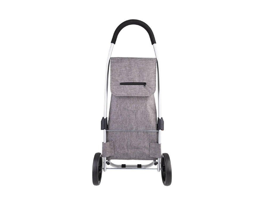 Sachi 'Urban' Aluminium Shopping Trolley - An aluminium shopping trolley with a grey fabric bag and black handle, featuring two wheels for mobility.