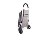 Sachi 'Urban' Aluminium Shopping Trolley - A grey aluminium shopping trolley with a fabric cover and black wheels, featuring a handle and a flap front.