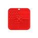 4-Section Dog Enrichment Lick Mat - A red, four-section dog enrichment lick mat with various textured patterns, including paw prints and bone shapes.