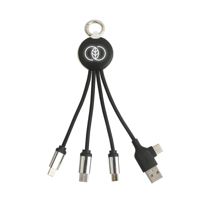 Round Shaped Light Up Multi Charging Cable - Custom Promotional Product