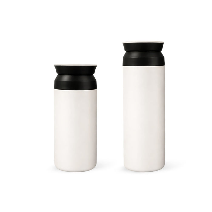 350ML/500ML Double Wall Stainless Steel Drink Bottle - A drink bottle set featuring a black and white double wall stainless steel design in 350ML and 500ML sizes.