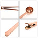 Coffee Measuring Spoon With Clip - A copper coffee measuring spoon with a clip, featuring a scoop end and a clip for easy storage.