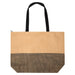 Paper Straw Large Zipped Tote - 21L - A large zipped tote with a natural and black pattern, featuring two sturdy handles and a branded logo.