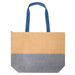 Paper Straw Large Zipped Tote - 21L - A large zipped tote in natural beige with a blue base and matching handles, featuring a logo.