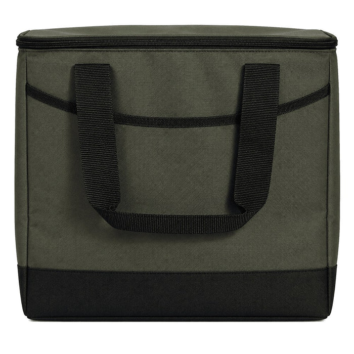 Chill Out 2.0 36 Can Cooler - 20L - A 36-can cooler in a dark green and black design, featuring sturdy handles and a zip closure.