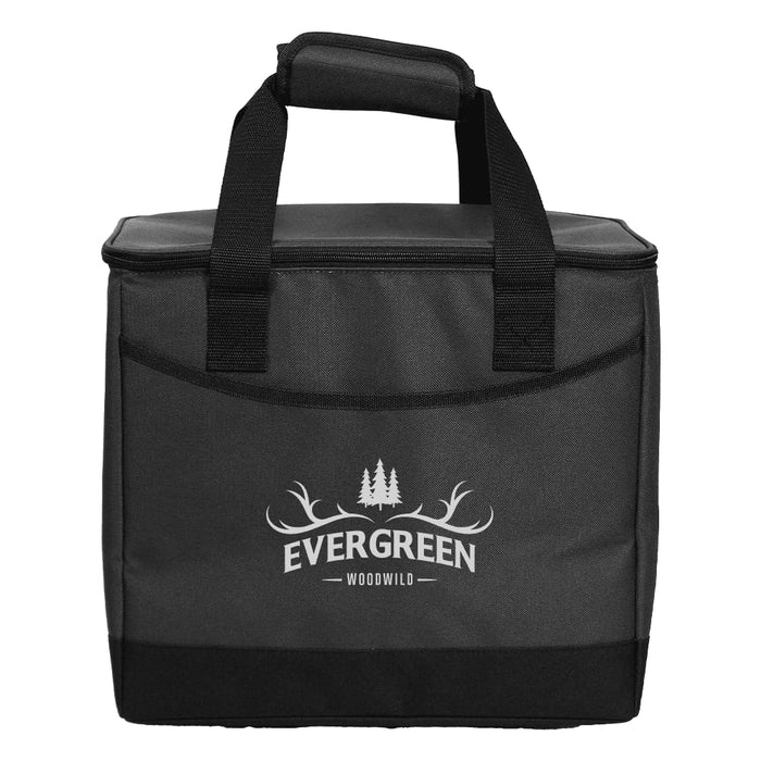 Chill Out 2.0 36 Can Cooler - 20L - A 36-can cooler in black, featuring a handle and a logo on the front. Ideal for keeping beverages cool.