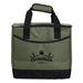 Chill Out 2.0 36 Can Cooler - 20L - A green cooler bag with black handles and a logo on the front, designed to hold 36 cans.
