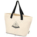 Sierra Foldable GRS Recycled  Cotton Tote Bag - A cream foldable tote bag with black handles and a logo on the front, made from recycled cotton.