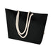 Florida GRS Recycled Beach Tote Bag - A black tote bag with thick white rope handles, featuring a logo on the side.