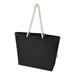 Florida GRS Recycled Beach Tote Bag - A black recycled beach tote bag with white rope handles and a logo. Simple and spacious design for carrying items.