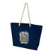 Florida GRS Recycled Beach Tote Bag - A navy blue tote bag with a textured design, featuring a logo and white rope handles.